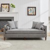 75.2''W Chenille Upholstered Chaise Lounge with Rubberwood Legs & Nailheads Armrests, Daybed With 4 Throw Pillows & 2 Bolsters - ModernLuxe - 2 of 4
