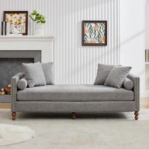 GDFStudio Ashtabula Chenille Upholstered Chaise Lounge with Nailhead Trim - 1 of 4