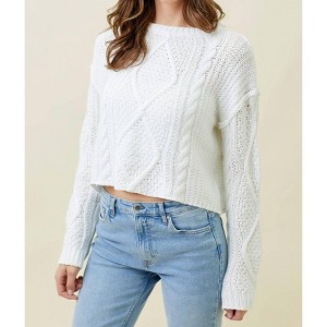 Women's Raw Cable Sweater - mystree - 1 of 4
