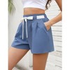 WhizMax Women's Shorts Summer Casual High Waist Wide Leg Shorts Loose Smocked Elastic Waist A Line Pant with Belt - 3 of 4