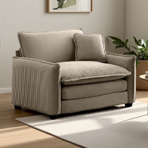 Corduroy Deep-Seat Single Sofa with Pillow (Alt Version) - 1 of 4