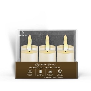 LumiPur 6pk 1.5"x2.3" Signature Flickering Flameless LED Wax Tea Light Candle White - 1 of 4