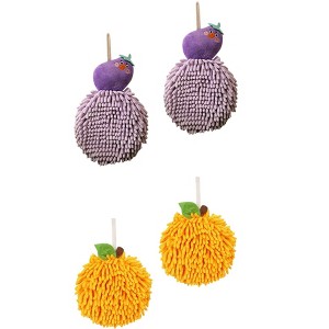 REGALWOVEN 4 Pcs Bathroom Soft Absorbent Fluffy Ball Hand Towels - 1 of 4