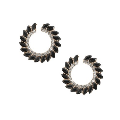 SOHI Women's Tourmaline Black Cascading Crystals Hoop Earrring
