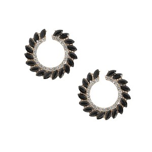 SOHI Women's Tourmaline Black Cascading Crystals Hoop Earrring - 1 of 4