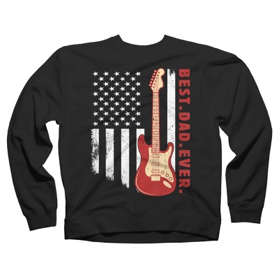Adult Design By Humans Best Dad Ever Guitar and Flag By MINHMINH Sweatshirt
