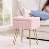 Hyleory Teddy Fabric Storage Ottoman, Vanity Stool Plush with Hidden Storage for Bedroom Living Room Vanity - 3 of 4