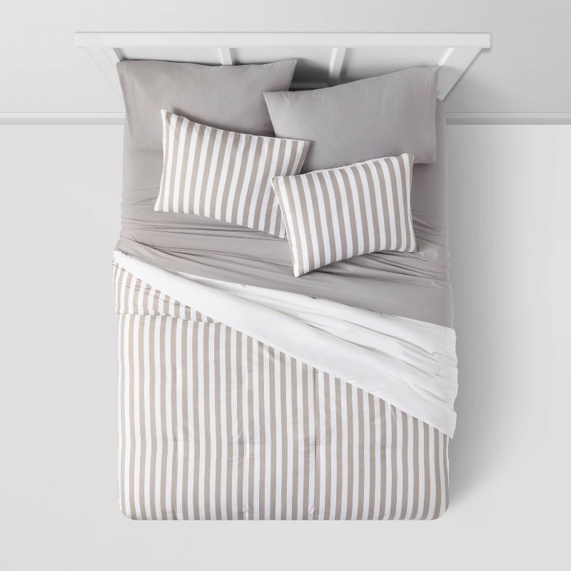 Stripe Microfiber Reversible Comforter & Sheet Set Gray - Room Essentials™, 3 of 9