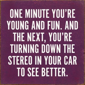 Slickblue Funny Aging Quote Wall Sign – “Turn Down Stereo to See” – Rustic 7x7 Wood Decor, Color Options - 1 of 3