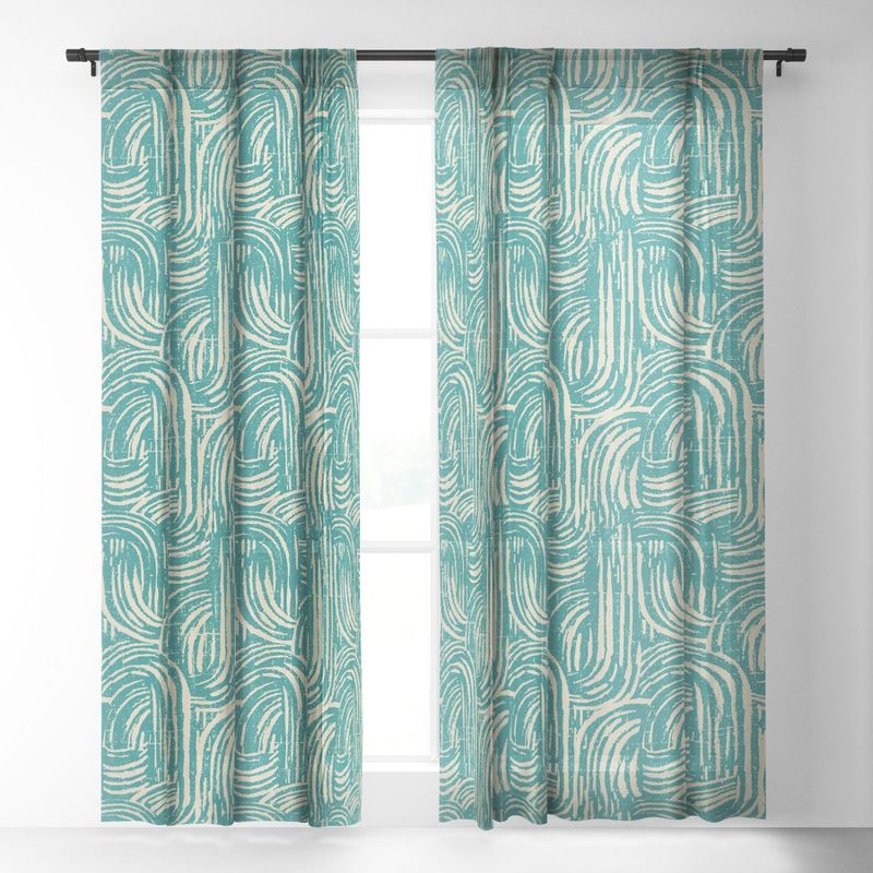 Holli Zollinger Kikka Teal 50" x 64" Single Panel Sheer Window Curtain - Deny Designs, 2 of 7