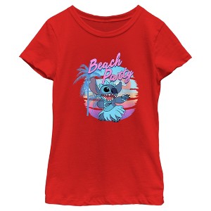 Girl's Lilo & Stitch Beach Party Stitch T-Shirt - 1 of 4