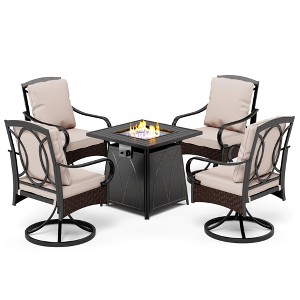 Captiva Designs 5pc Outdoor Patio Dining Set with Square Steel Table & Armrest Metal Frame Chairs - 1 of 4