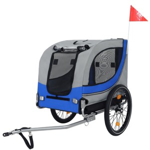 49'' Folding Dog Bike Trailer,All Terrain Pet Carrier with Steel Frame,Mesh Windows,Rain Cover And Hitch for Outdoor Biking–LAOTIES - 1 of 4