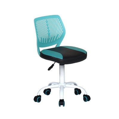 HomeRoots Blue Black and White Adjustable Height Swivel Rolling Office Chair