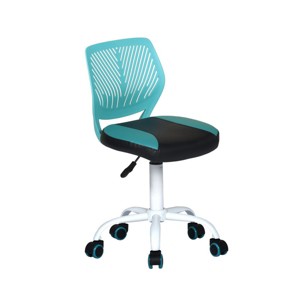 HomeRoots Blue Black and White Adjustable Height Swivel Rolling Office Chair - 1 of 4