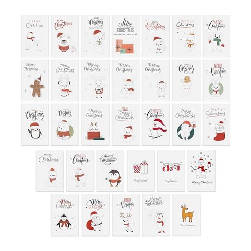 Dessie 50 Unique Christmas Cards Boxed with Envelopes & Stickers 4x6 Holiday Cards for Kids Charity Work Employees Clients Bulk Variety Pack - image 1 of 4