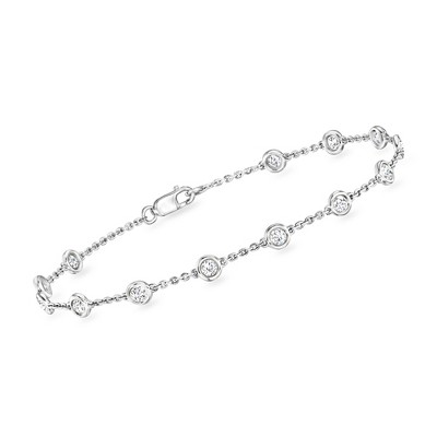 Ross-Simons 1.00 ct. t.w. Bezel-Set Diamond Station Bracelet in 14kt White Gold