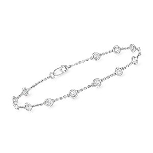Ross-Simons 1.00 ct. t.w. Bezel-Set Diamond Station Bracelet in 14kt White Gold - 1 of 4