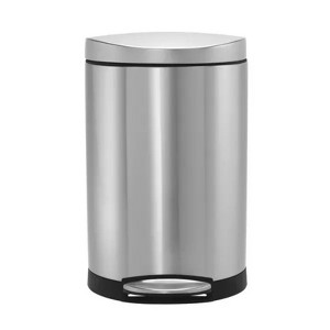LunaLulinlk 10L Semi-Round Step Trash Can Brushed Stainless Steel - 1 of 4