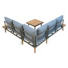 Stellar 4pc Outdoor Aluminum Sectional Set with Tables & Cushions - DUKAP: Weather-Resistant, Acacia Wood, 5-Person Patio Sofa - 3 of 4