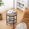 VINGLI 20" Round Side Table, Small End Tables with Metal Mesh, Farmhouse Side Tables for Living Room, Office, Corner, Walnut - 2 of 4