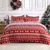 Christmas Duvet Cover Queen Size, 3 Piece Soft Polyester Bedding Set with 2 Pillow Shams, Reindeer, Snowflake & Christmas Tree Print Comforter Cover - 2 of 4