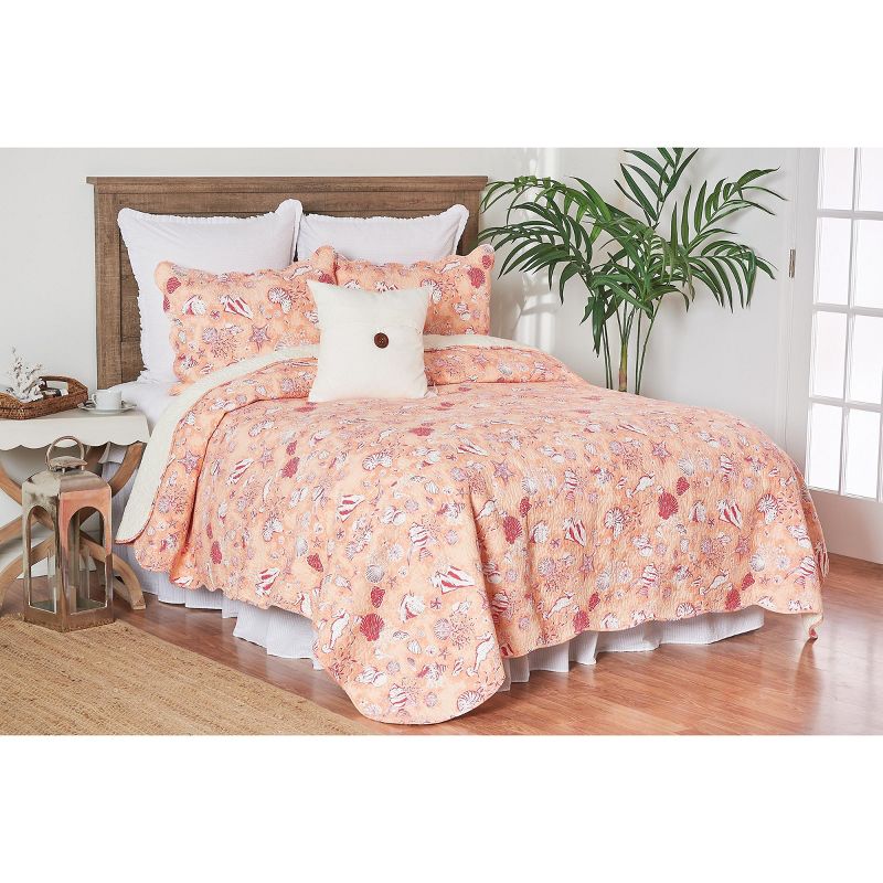 C&F Home Lagoon Peach Cotton Quilt Set  - Reversible and Machine Washable, 1 of 6