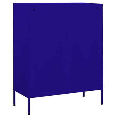 Navy Blue Steel Office Storage Cabinet with Adjustable Shelving