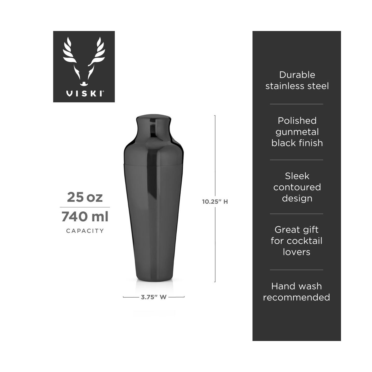 Viski Parisian Cocktail Shaker - 25 Oz Set of 1 - thumbnail 3