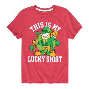 Boys' - Garfield - This Is My Lucky Shirt Short Sleeve Graphic T-Shirt - 1 of 4