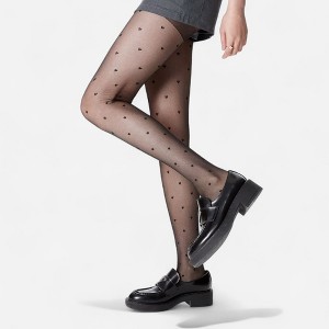 Anna-Kaci Women's Sheer Heart Pattern Tights with Delicate Allover Embroidery fir Causal Looks - 1 of 4