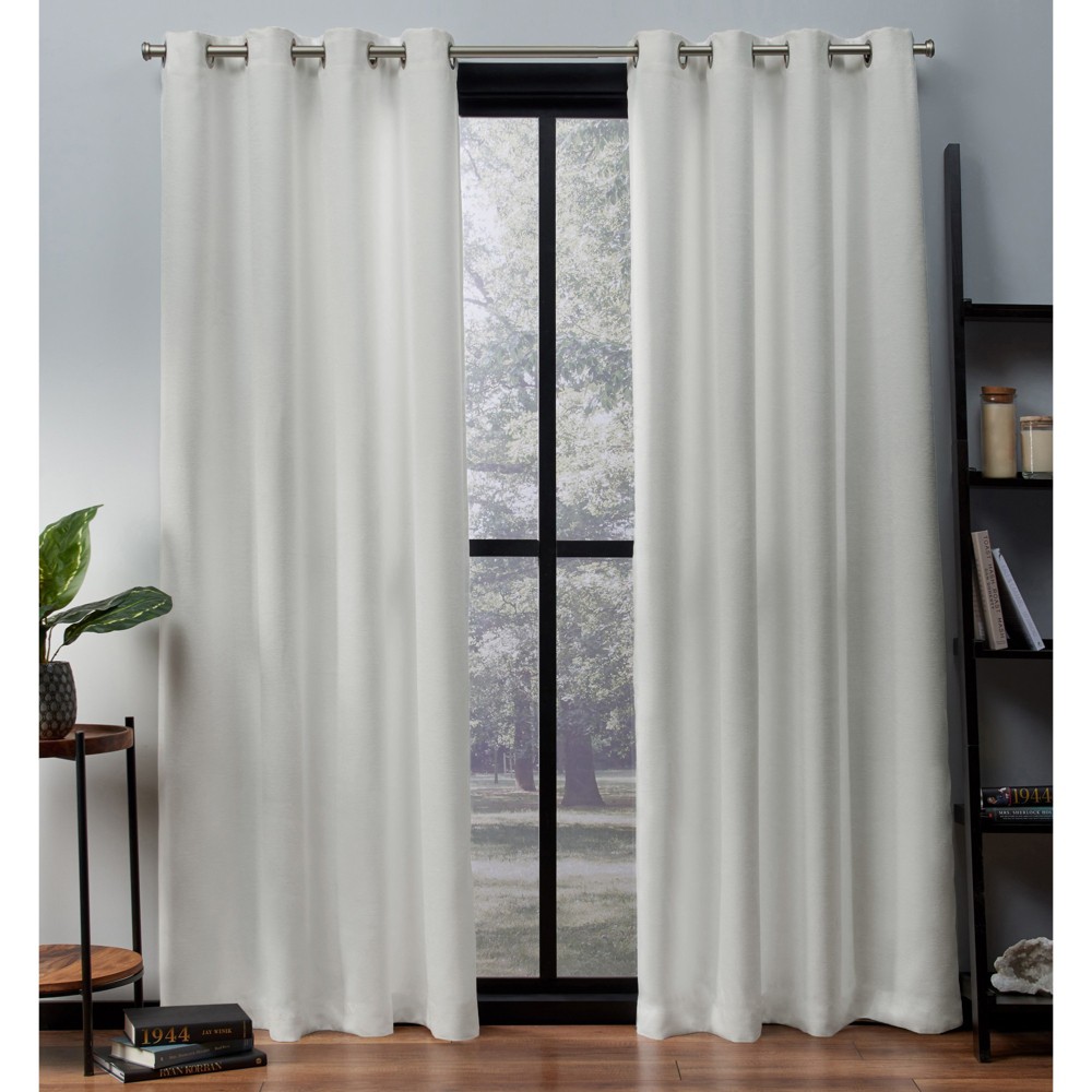 Exclusive Home Oxford Textured Sateen Thermal Room Darkening Grommet Top Window Curtain Panel Pair, Vanilla, 5284