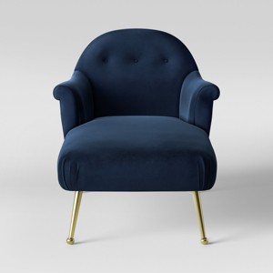 Comfrey Chaise Lounge with Brass Legs Navy Velvet - Opalhouse , Blue Velvet