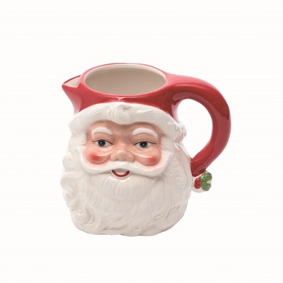 Transpac Ceramic White Christmas Vintage Santa Shaped Pitcher