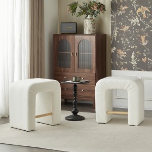 24" Boucle Armless Inverted U-Shaped Stool (Set of 2) with Soft Upholstered Seat for Home Kitchen Island or Dining Area - 1 of 4