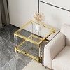 Lirago 21.6"D * 21.6"W * 21.6"H Modern Minimalist Gold Metal Frame Coffee Table with Acrylic Legs-Sleek Transparent Design for Living Room & Office - 3 of 4