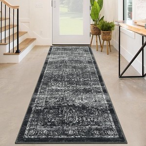 Washable Runner Rug Runner Vintage Rug Non Slip Kitchen Rugs Floral Oriental Low Pile Entryway Rug Soft Rugs Stain Resistant Carpet - 1 of 4