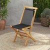Costway 2/4 PCS Patio Folding Chairs with Woven Rope Seat & Back Indonesia Teak Wood for Porch Natural&Black - 2 of 4