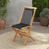 Costway 2/4 PCS Patio Folding Chairs with Woven Rope Seat & Back Indonesia Teak Wood for Porch Natural&Black - image 2 of 4