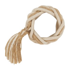 Saro Lifestyle Artisanal Braided Tassel Napkin Ring (Set of 4), Off-White - 1 of 4