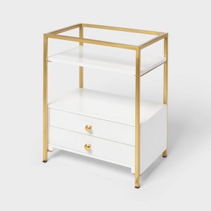 White and Gold Countertop Organizer with Drawer - Brightroom™ : Target