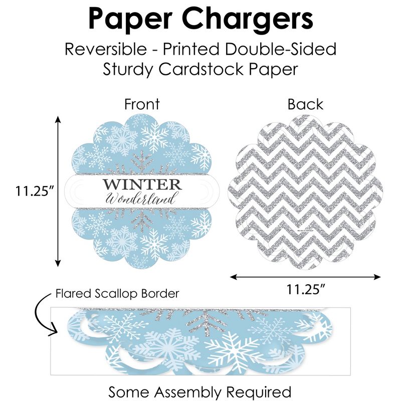 Big Dot of Happiness Winter Wonderland - Snowflake Holiday Party and Winter Wedding Paper Charger and Table Decorations Chargerific Kit for 8, 5 of 9