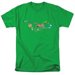 Smurfs Azrael Chases A Smurf Adult T-Shirt Kelly Green - 1 of 4