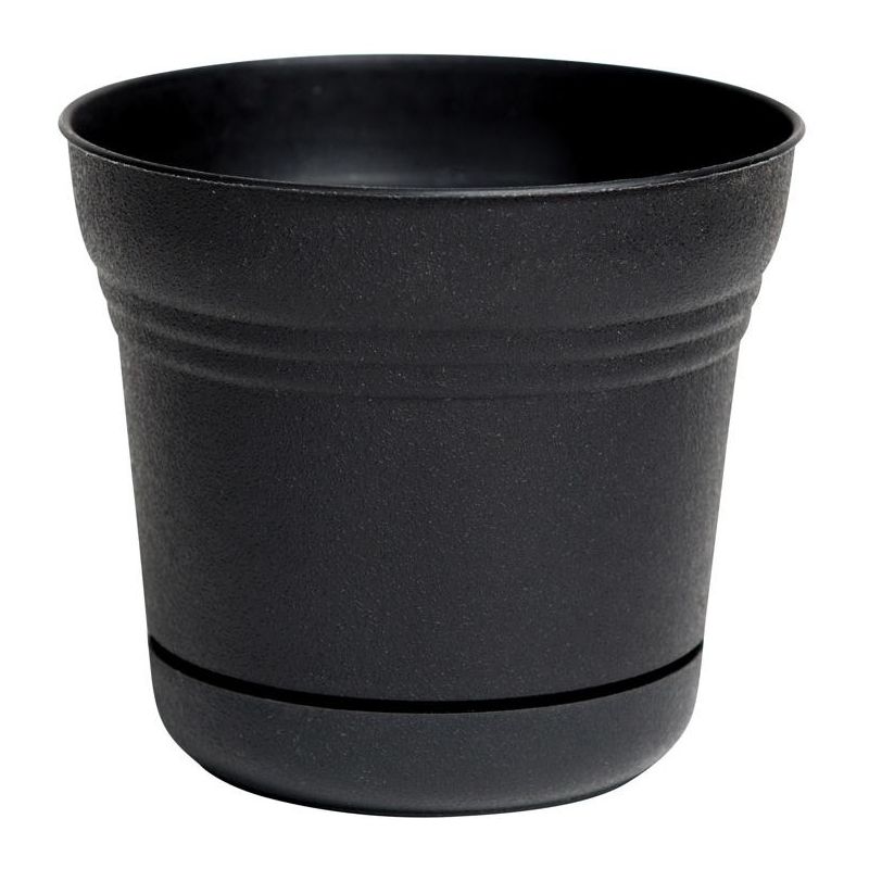 Bloem Saturn 4.5 in. H X 5 in. D Plastic Flower Pot Black, 1 of 2