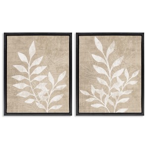 Stupell Industries Boho Botanical Leaf Silhouette 2pc Floating Frame Art Set - 1 of 4