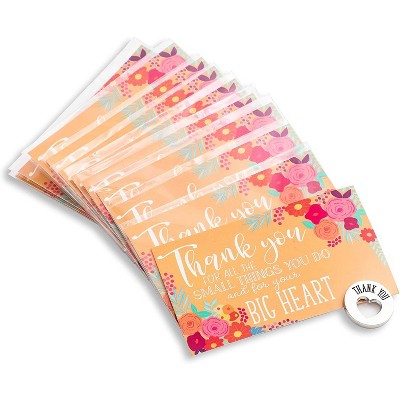 Juvale 12-Pack Floral Thank You Notes Greeting Cards with Appreciation Heart Token 3.5 x 2 in