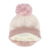 CTM Women's Two Tone Knit Winter Beanie Hat with Pom - 2 of 4