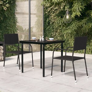 vidaXL Garden Dining Table Black Powder-coated steel, glass Medium Tough - 1 of 4