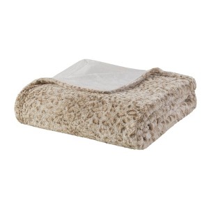Gulches SoftHaven Series Multi color selection TwoSided Serengeti Fur Front And Mink Solid Back Multiple size options 1PC Faux Fur Blanket - 1 of 4