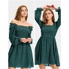 EXLURA Women's 2025 Summer Long Sleeve Party Swiss Dot Dress Smocked Ruffle Cocktail Mini Dresses - 2 of 4